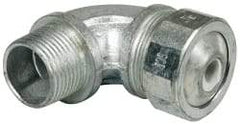 Cooper Crouse-Hinds - 1/4 to 0.35" Cable Capacity, Liquidtight, Elbow Strain Relief Cord Grip - 3/4 NPT Thread, 2-5/16" Long, Malleable Iron - Apex Tool & Supply