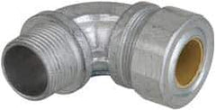 Cooper Crouse-Hinds - 0.65 to 3/4" Cable Capacity, Liquidtight, Elbow Strain Relief Cord Grip - 3/4 NPT Thread, 2-5/16" Long, Malleable Iron - Apex Tool & Supply