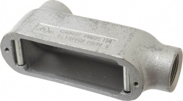 Cooper Crouse-Hinds - Form 5, LB Body, 1-1/4" Trade, Rigid Malleable Iron Conduit Body - Oval, 8.12" OAL, 32 cc Capacity, Gray - Apex Tool & Supply