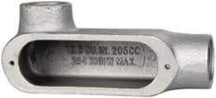 Cooper Crouse-Hinds - Form 5, LL Body, 1" Trade, Rigid Malleable Iron Conduit Body - Oval, 6.2" OAL, 12-1/2 cc Capacity, Gray - Apex Tool & Supply