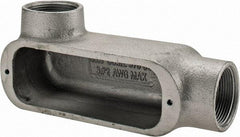 Cooper Crouse-Hinds - Form 5, LL Body, 1-1/2" Trade, Rigid Malleable Iron Conduit Body - Oval, 8.12" OAL, 33 cc Capacity, Gray - Apex Tool & Supply