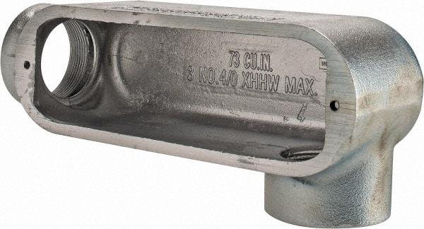 Cooper Crouse-Hinds - Form 5, LL Body, 2" Trade, Rigid Malleable Iron Conduit Body - Oval, 10-1/2" OAL, 68 cc Capacity, Gray - Apex Tool & Supply