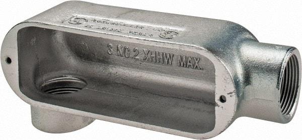 Cooper Crouse-Hinds - Form 5, LR Body, 1-1/4" Trade, Rigid Malleable Iron Conduit Body - Oval, 8.12" OAL, 32 cc Capacity, Gray - Apex Tool & Supply