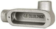 Cooper Crouse-Hinds - Form 5, LR Body, 1/2" Trade, Rigid Malleable Iron Conduit Body - Oval, 4.68" OAL, 4-1/2 cc Capacity, Gray - Apex Tool & Supply