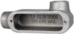Cooper Crouse-Hinds - Form 5, LR Body, 3/4" Trade, Rigid Malleable Iron Conduit Body - Oval, 5.37" OAL, 7-1/2 cc Capacity, Gray - Apex Tool & Supply