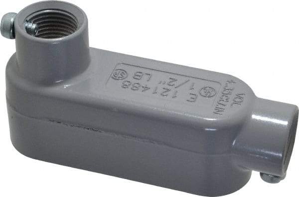Cooper Crouse-Hinds - Form 5, LB Body, 1/2" Trade, EMT, IMC, Rigid Aluminum Conduit Body - Rectangle, 4.24" OAL, 4.35 cc Capacity, Gray - Apex Tool & Supply
