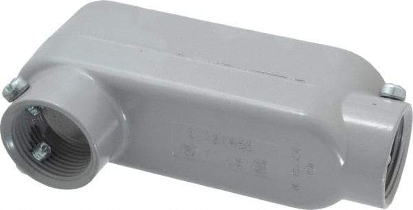 Cooper Crouse-Hinds - Form 5, LB Body, 1" Trade, EMT, IMC, Rigid Aluminum Conduit Body - Rectangle, 5.79" OAL, 12.2 cc Capacity, Gray - Apex Tool & Supply