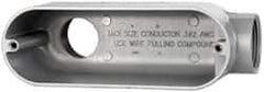 Cooper Crouse-Hinds - Form 5, LB Body, 1-1/4" Trade, IMC, Rigid Aluminum Conduit Body - Oval/Rectangle, 7.79" OAL, 32.3 cc Capacity, Silver - Apex Tool & Supply