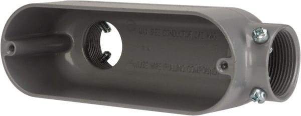 Cooper Crouse-Hinds - Form 5, LB Body, 1-1/4" Trade, EMT, IMC, Rigid Aluminum Conduit Body - Rectangle, 7.79" OAL, 32.3 cc Capacity, Gray - Apex Tool & Supply