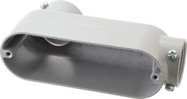 Cooper Crouse-Hinds - Form 5, LB Body, 1-1/2" Trade, EMT, IMC, Rigid Aluminum Conduit Body - Rectangle, 7.81" OAL, 33.8 cc Capacity, Gray - Apex Tool & Supply