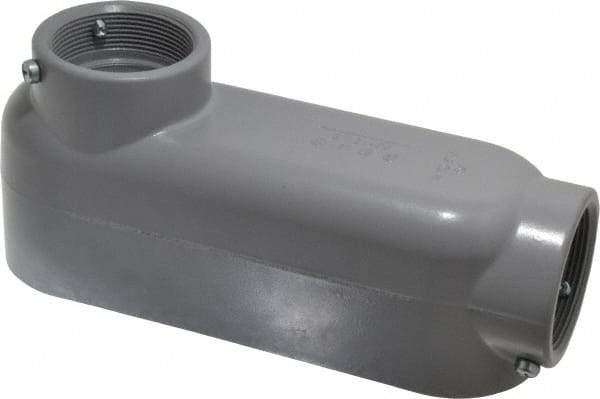 Cooper Crouse-Hinds - Form 5, LB Body, 2" Trade, EMT, IMC, Rigid Aluminum Conduit Body - Rectangle, 10.2" OAL, 71.2 cc Capacity, Gray - Apex Tool & Supply