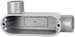 Cooper Crouse-Hinds - Form 5, LL Body, 1/2" Trade, IMC, Rigid Aluminum Conduit Body - Oval/Rectangle, 4.4" OAL, 4.35 cc Capacity, Silver - Apex Tool & Supply