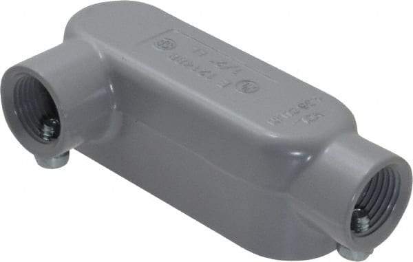 Cooper Crouse-Hinds - Form 5, LL Body, 1/2" Trade, EMT, IMC, Rigid Aluminum Conduit Body - Rectangle, 4.4" OAL, 4.35 cc Capacity, Gray - Apex Tool & Supply