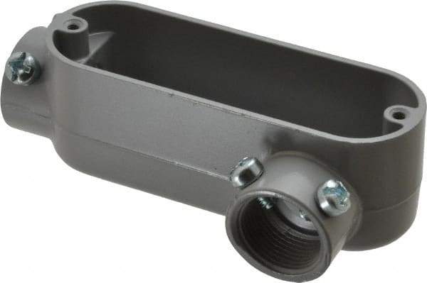Cooper Crouse-Hinds - Form 5, LL Body, 3/4" Trade, EMT, IMC, Rigid Aluminum Conduit Body - Rectangle, 5.07" OAL, 7.3 cc Capacity, Gray - Apex Tool & Supply