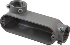 Cooper Crouse-Hinds - Form 5, LL Body, 1" Trade, EMT, IMC, Rigid Aluminum Conduit Body - Rectangle, 15.35" OAL, 12.2 cc Capacity, Gray - Apex Tool & Supply