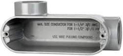 Cooper Crouse-Hinds - Form 5, LL Body, 1-1/4" Trade, IMC, Rigid Aluminum Conduit Body - Oval/Rectangle, 7.87" OAL, 35.8 cc Capacity, Silver - Apex Tool & Supply