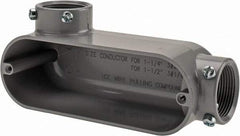Cooper Crouse-Hinds - Form 5, LL Body, 1-1/4" Trade, EMT, IMC, Rigid Aluminum Conduit Body - Rectangle, 7.87" OAL, 35.8 cc Capacity, Gray - Apex Tool & Supply