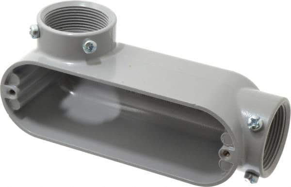 Cooper Crouse-Hinds - Form 5, LL Body, 1-1/2" Trade, EMT, IMC, Rigid Aluminum Conduit Body - Rectangle, 7.87" OAL, 35.8 cc Capacity, Gray - Apex Tool & Supply