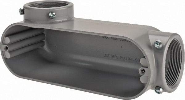 Cooper Crouse-Hinds - Form 5, LL Body, 2" Trade, EMT, IMC, Rigid Aluminum Conduit Body - Rectangle, 10.2" OAL, 69.7 cc Capacity, Gray - Apex Tool & Supply