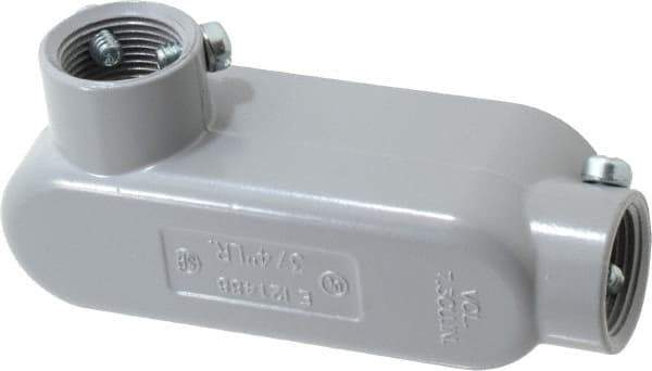 Cooper Crouse-Hinds - Form 5, LR Body, 3/4" Trade, EMT, IMC, Rigid Aluminum Conduit Body - Rectangle, 5.07" OAL, 7.3 cc Capacity, Gray - Apex Tool & Supply