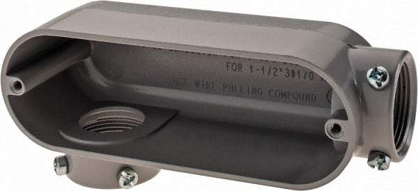 Cooper Crouse-Hinds - Form 5, LR Body, 1-1/4" Trade, EMT, IMC, Rigid Aluminum Conduit Body - Rectangle, 7.87" OAL, 35.8 cc Capacity, Gray - Apex Tool & Supply