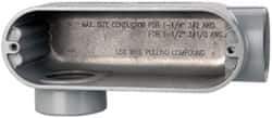 Cooper Crouse-Hinds - Form 5, LR Body, 1-1/2" Trade, IMC, Rigid Aluminum Conduit Body - Oval/Rectangle, 7.87" OAL, 35.8 cc Capacity, Silver - Apex Tool & Supply