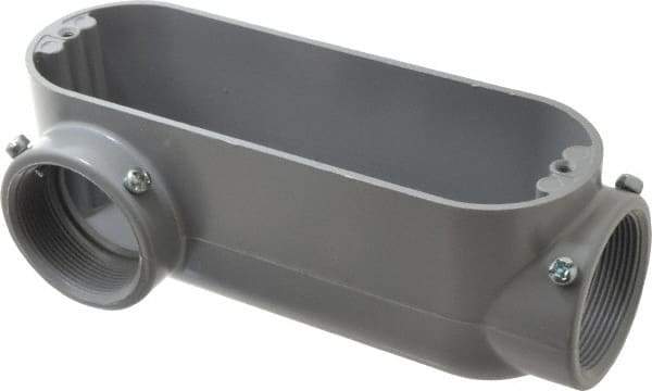 Cooper Crouse-Hinds - Form 5, LR Body, 2" Trade, EMT, IMC, Rigid Aluminum Conduit Body - Rectangle, 9.88" OAL, 69.7 cc Capacity, Gray - Apex Tool & Supply