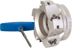 Iscar - 5 Inserts, 4" Cut Diam, 1-1/2" Arbor Diam, 0.642" Max Depth of Cut, Indexable Square-Shoulder Face Mill - 0/90° Lead Angle, 2" High, H490 AN.X 17 Insert Compatibility, Through Coolant, Series Helido - Apex Tool & Supply