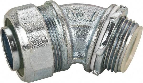 Cooper Crouse-Hinds - 1" Trade, Malleable Iron Threaded Angled Liquidtight Conduit Connector - Insulated - Apex Tool & Supply