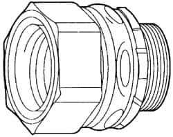 Cooper Crouse-Hinds - 0.45 to 0.56" Cable Capacity, Liquidtight, Straight Strain Relief Cord Grip - 1 NPT Thread, 1-3/4" Long, Steel - Apex Tool & Supply
