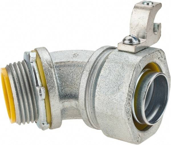 Cooper Crouse-Hinds - 1" Trade, Malleable Iron Threaded Angled Liquidtight Conduit Connector - Insulated - Apex Tool & Supply
