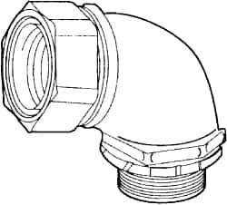 Cooper Crouse-Hinds - 1" Trade, Malleable Iron Threaded Angled Liquidtight Conduit Connector - Noninsulated - Apex Tool & Supply