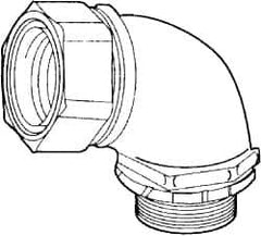 Cooper Crouse-Hinds - 1" Trade, Malleable Iron Threaded Angled Liquidtight Conduit Connector - Noninsulated - Apex Tool & Supply