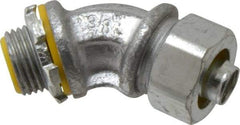 Cooper Crouse-Hinds - 3/8" Trade, Malleable Iron Threaded Angled Liquidtight Conduit Connector - Insulated - Apex Tool & Supply