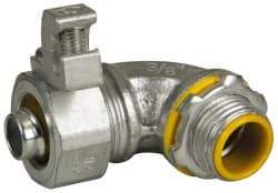 Cooper Crouse-Hinds - 3/8" Trade, Malleable Iron Threaded Angled Liquidtight Conduit Connector - Insulated - Apex Tool & Supply