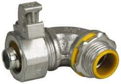 Cooper Crouse-Hinds - 3/8" Trade, Malleable Iron Threaded Angled Liquidtight Conduit Connector - Insulated - Apex Tool & Supply