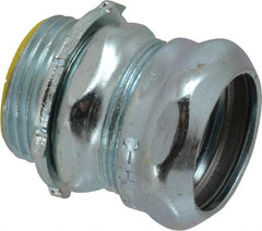 Cooper Crouse-Hinds - 1" Trade, Steel Compression Straight EMT Conduit Connector - Insulated - Apex Tool & Supply