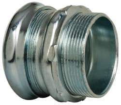 Cooper Crouse-Hinds - 2" Trade, Steel Compression Straight EMT Conduit Connector - Noninsulated - Apex Tool & Supply