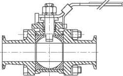 Sanitary Manual Ball Valve: 4″ Pipe, Full Port Clamp x Clamp x Clamp