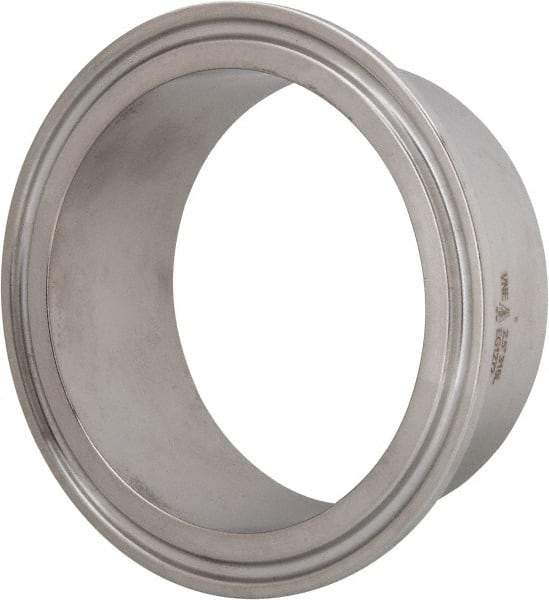VNE - 2-1/2", Clamp Style, Sanitary Stainless Steel Pipe Welding Ferrule - Tube OD Connection, Grade 316/316L - Apex Tool & Supply