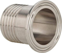 VNE - 1-1/2", Clamp Style, Sanitary Stainless Steel Pipe Rubber Hose Adapter - Tube OD Connection, Grade 316/316L - Apex Tool & Supply