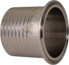 VNE - 2-1/2", Clamp Style, Sanitary Stainless Steel Pipe Rubber Hose Adapter - Tube OD Connection, Grade 316/316L - Apex Tool & Supply