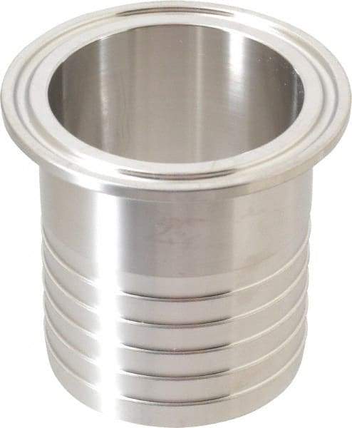 VNE - 2", Clamp Style, Sanitary Stainless Steel Pipe Rubber Hose Adapter - Tube OD Connection, Grade 304 - Apex Tool & Supply