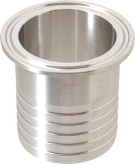 VNE - 2", Clamp Style, Sanitary Stainless Steel Pipe Rubber Hose Adapter - Tube OD Connection, Grade 304 - Apex Tool & Supply