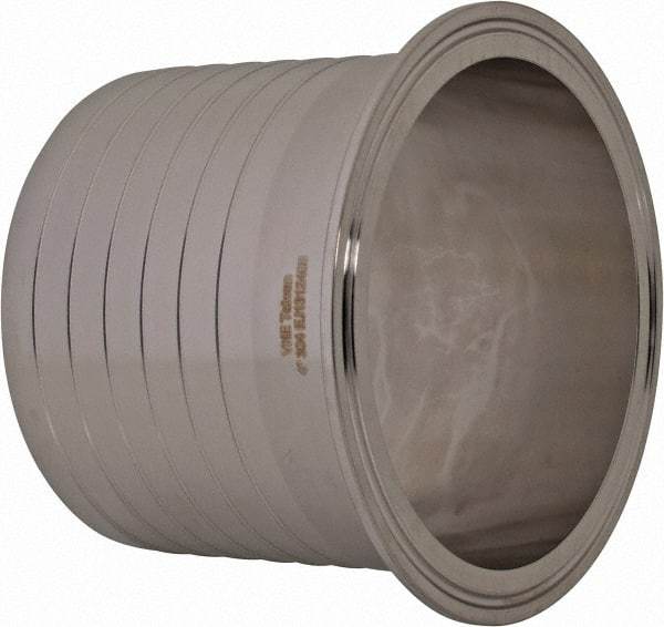 VNE - 4", Clamp Style, Sanitary Stainless Steel Pipe Rubber Hose Adapter - Tube OD Connection, Grade 304 - Apex Tool & Supply