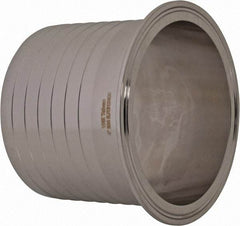 VNE - 4", Clamp Style, Sanitary Stainless Steel Pipe Rubber Hose Adapter - Tube OD Connection, Grade 304 - Apex Tool & Supply