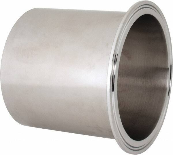 VNE - 4", Clamp Style, Sanitary Stainless Steel Pipe Long Tank Welding Ferrule - Tube OD Connection, Grade 316/316L - Apex Tool & Supply