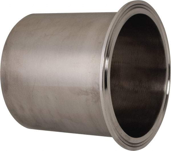 VNE - 4", Clamp Style, Sanitary Stainless Steel Pipe Long Tank Welding Ferrule - Tube OD Connection, Grade 304 - Apex Tool & Supply