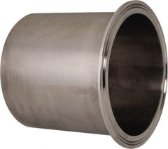 VNE - 4", Clamp Style, Sanitary Stainless Steel Pipe Long Tank Welding Ferrule - Tube OD Connection, Grade 304 - Apex Tool & Supply