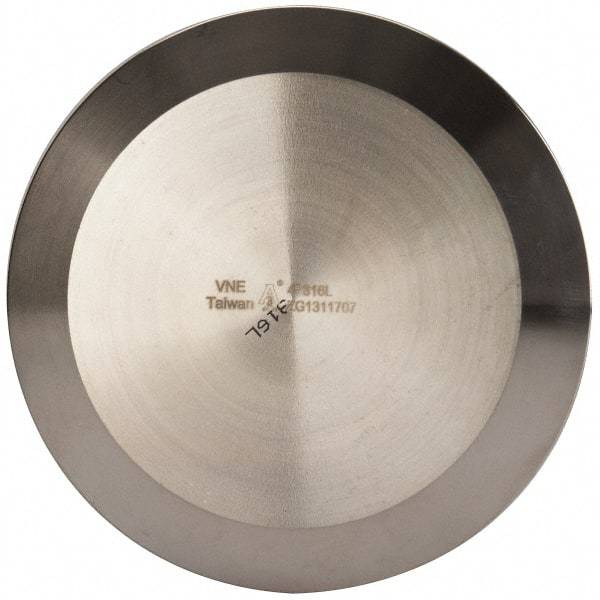VNE - 4", Clamp Style, Sanitary Stainless Steel Pipe End Cap - Tube OD Connection, Grade 316/316L - Apex Tool & Supply